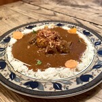 茄子おやじ - ビーフカレー ＋ゆで卵