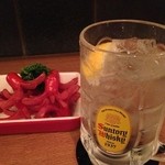 ハイボールとたこさんウインナー