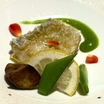 下関温泉 風の海  - 甘鯛ポワレ チリチリ皮目がアロゼされてる