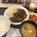 松屋 - シビ辛麻辣トンテキ定食＆瓶ビール
