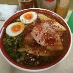 天神そば - 卓上一味を振り回す