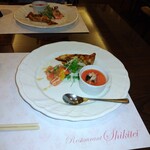 志喜亭 - サーモンのカルパッチョ、うなぎのキッシュ、冷製茶碗蒸し