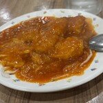 橘屋 - お疲れ様セットのエビチリ。お粉使いがさすが本職。辛くないし（普通の意味で）、ケチャップの柔らかな酸味が美味しい。