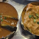 ヘブン - 左が茄子と鶏肉のカレー、右が野菜カレー
