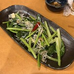 割烹 美乃 - 青菜とシラスの炒め物