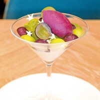 巨峰とシャインマスカットのパンナコッタ 巨峰のソルベを添えて