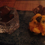 きゅうりの漬物、コーンバターかぼちゃ