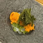 あま木 - 雲丹と剣先イカの糸つくり