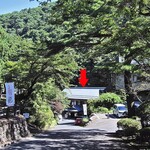 大沢温泉 湯治屋 - 宿は脇道を下ったところにあります（赤い➡︎）