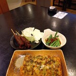 世界の山ちゃん - みそ串カツ&揚げチヂミ辛ニラ添え