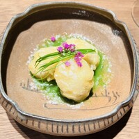 かま叶 - 鱧のフリット 万願寺ししとう餡掛け