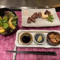 鉄板焼　季流 - フィレ＆ローステーキ、季節野菜のサラダ、野菜の鉄板焼き
