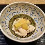 食堂こなん - 先付 蓬麩 焼筍 鯛の子