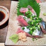 Nomikuiya Supaisu - 秋刀魚の刺身と焼きのセット
