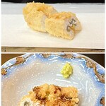 天富良 天露 - ギンポ （宮城より） そのままと特製醤油タレがけ2種
特製醤油タレがけの写真がピンぼけしました！
味は穴子に似てますが、身が少し硬いのが特徴的！