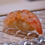 鮨 なんば - 縞海老 (北海道) — とろける甘み、濃厚で「やばい！」な一口。