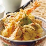 蕎麦六本 - 松茸と海老、舞茸の天丼とせいろ