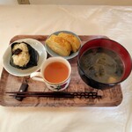 meowri - 料理写真:しぐれおむすび、玉子焼き、本日のスープ