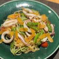 三重県　槍烏賊　万願寺唐辛子　自家製からすみ　スパゲッティーニ