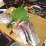 Ajidokoro Umino Ou Kan - 桜勘定食
                        刺身、炙り刺、あら煮、カマ塩焼とカンパチ三昧