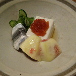蕎麦ひら井 - 前菜盛り合わせ：胡麻豆腐・小肌・無花果・胡瓜・新いくら
