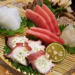 天酔 - お刺身～塩で食べます。