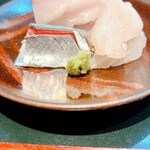 くずし割烹 樋ぐち - お刺身3種盛り  ヒラマサ  さんま  アラの昆布締め