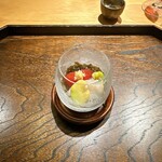 御料理 ふじ田 - 冷やしもの：もずく、フルーツトマト、そら豆、ツブ貝