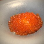 蒼 - 直前に出汁に漬けるという、新いくら。
      皮は、軽く触れるだけで破れるほど繊細で、溢れる魚卵の旨味ジュースは、フェデリーニの最高ソースです(^^)