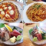 再訪②マルゲリータ￥480/ミートソースのパスタ￥680/いわし￥300/〆サバ？