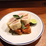 Hachihare - 鰆のレアフリット 冷製ナスのトマト煮込み