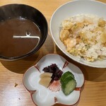 てんぷら 下村 - 赤出汁・香の物・天バラ