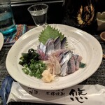 やきとり悠 - 刺身にもしてもらいました。旬秋刀魚。