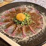 居酒屋はまちゃん - 卵黄で食べる胡麻カンパチ