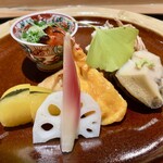 日本料理 鷹光 - 八寸:真似鰹・車海老・鮑