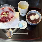 大極殿本舗 - 琥珀流しと小椀ぜんざい　1600円（税込）