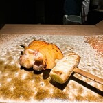 炭割烹 新谷 - 熊野地鶏のもも肉を使ったネギ身