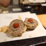 天ぷらとワイン 大塩 - 秋刀魚の梅紫蘇巻き