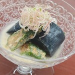 日本料理 久丹 - 器はバカラのグラスです