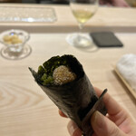 鮨 なんば - 鮪のおかき揚げ 山葵の茎がいいアクセント