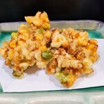 鳥獣菜魚 あい川 - とうもろこしと枝豆のかき揚げ