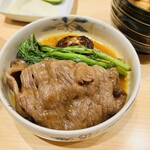 銀座吉澤 肉処 - 肩ロース　椎茸と春菊、玉ねぎも