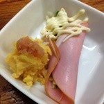 鉄板 好味 - 限定！あきらめんたいポテトとハム巻け(まけ)
