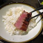 牛たん炭焼 利久 - 牛たん「極」定食3,443円（税込）（３枚６切、麦飯、テールスープ、小鉢、和菓子）