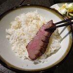 牛たん炭焼 利久 - 牛たん「極」定食3,443円（税込）（３枚６切、麦飯、テールスープ、小鉢、和菓子）