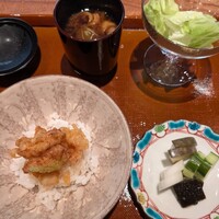 高台寺 丹虎 - お食事　天茶か天丼選べます　天丼（少なくして頂きました）