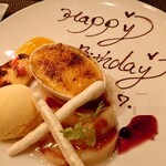 いわむら - 夏のデセール3種盛り（誕生日プレートになってました）