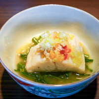 松石 - 蒸し物：アイナメ　金ニラ　空芯菜　（宮城）