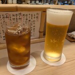 割烹　梅津 - まずはビールと烏龍茶で乾杯