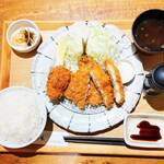 とんかつとカフェあら珠 - 鱧かつと真アジフライと一口ヒレカツ御前